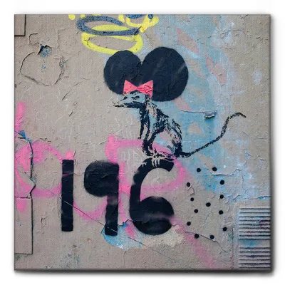 Immagine prodotto di Giallobus - Topo 1968 - Banksy - 50L x 50l cm - Quadro - Tela Canvas Telaio Standard