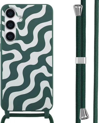 Produktbild von imoshion Silikonhülle design mit Band für das Samsung Galaxy S25 Plus - Petrol Green Groovy