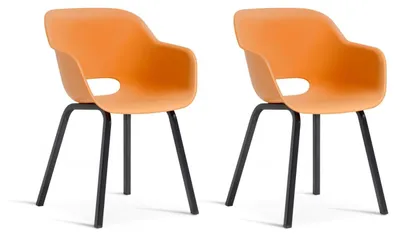 Image de Set de 2 chaises de jardin avec cadre en métal et plastique recyclé