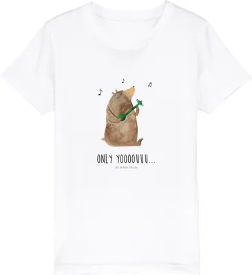 Produktbild von Mr. & Mrs. Panda Kleinkinder T-Shirt Bär Gitarre 7-8 Jahre (122/128) - Weiß - Geschenk, Kinder, Bio, Teenager, Teddy, Kindershirt, Jungen