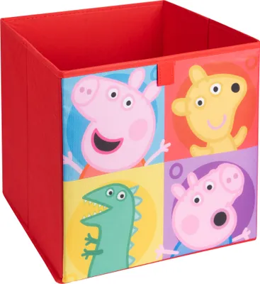 Produktbild von Peppa Wutz Aufbewahrungsbox für Kinder Kinderzimmer Spielzeugkiste ideal für Kallax Regal Rot 30 x 30 x 30 cm