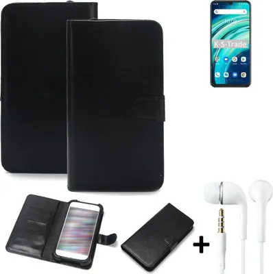 Produktbild von K-S-Trade Wallet Case Handyhülle kompatibel mit UMIDIGI A9 Pro Schutzhülle Flip cover Flipstyle Tasche Hülle Flipcover Slim Bumper schwarz + in ear