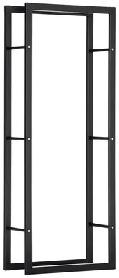 Zdjęcie produktu dla Stojak na drewno do kominka - półka na drewno opałowe - metalowa - nośność 100 kg - 60x25x150 cm - do użytku wewnątrz i na zewnątrz, np. w garażu - kolor czarny