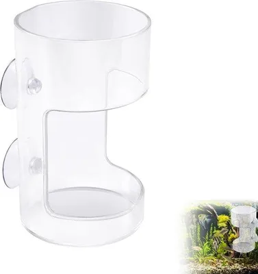 Produktbild von Aquarium Futterbox, 10x6cm Schießfutter für Aquarien, Drehfutter mit Zinken, Futterbehälter mit Düsen für Schildkröten und Garnelen