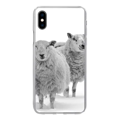 Produktbild von MuchoWow® Handyhülle Schutzhülle Hülle für iPhone Xs Schafe - Schnee - Weiß Silikon Softcase Handy Hülle - Handytasche