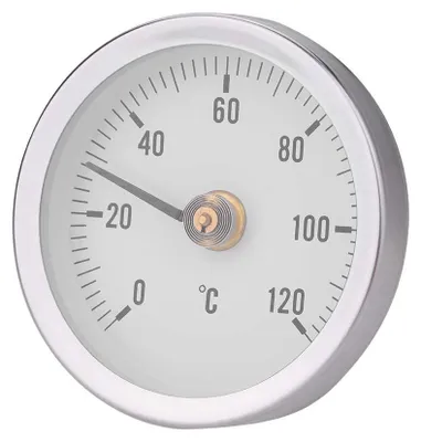 Federthermometer 63 mm, IP55, 0-120 °C, Bimetall, für Rohre