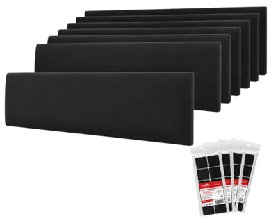 Produktbild von STEGU Polsterpaneel-Set 8× Rechteck 60x15 cm inkl. Klettband Kopfteil Schlafzimmer Schwarz