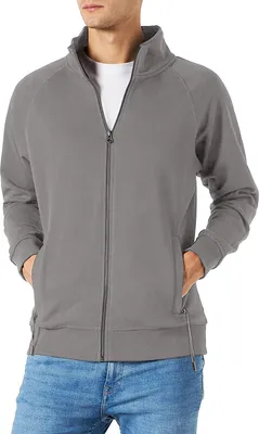 Produktbild von Mivaro Herren Sweatjacke ohne Kapuze aus 100% Bio Baumwolle Regular Fit mit Stehkragen Reißverschluss und Taschen weiches Fleece innen nachhaltig bequem ideal für Freizeit Arbeit und Alltag