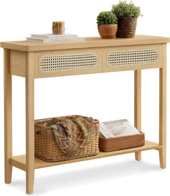 Produktbild von Songmics Konsolentisch Boho Stil Schubladen Eichenbeige