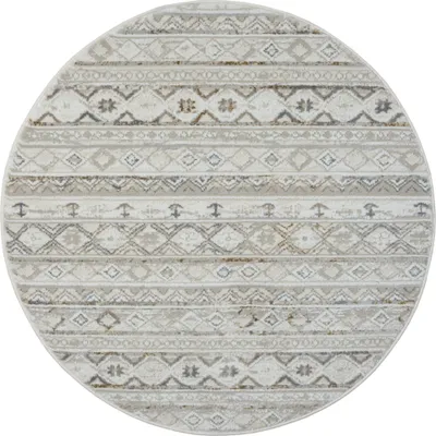 Produktbild von MY-RUG Teppich,Mina, 120x120, Kurzflor-Teppich, creme weiß, weich, gemütlich, mit schönem Muster, flachgewebt, rund