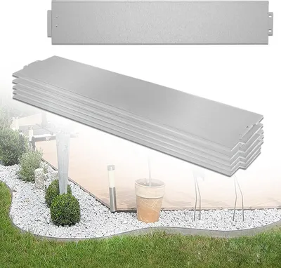 Produktbild von Sessamen-LP Rasenkante Metall 15m Verzinkt Beeteinfassung Beetumrandungen Mähkante Blumenbeet Umrandung 15 Stücke 100cm x 15cm (L x H), Silber