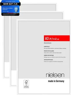 Produktbild von nielsen Bilderrahmen Atlanta (3er Set), A3 29,7x42 cm, Aluminium Weiß Matt