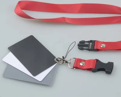 Obrázek produktu pro 3 v 1 kapesní digitální karty pro vyvážení bílé, černé a šedé barvy 18% šedá karta s límcem pro digitální fotografii