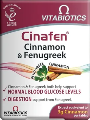 Obrázok produktu pre Vitabiotics Cinafen Cinnamon & Fenugreek, 60 tabliet