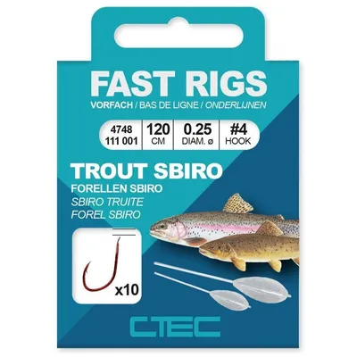 Obrázok produktu pre C-Tec Fast Rigs - Trout Sbiro / Leader hook: 150CM #10-0.18MM