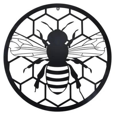 Image de Décoration Murale Abeille - Métal Noir - 60,4 x 1,2 x H 60,4 cm