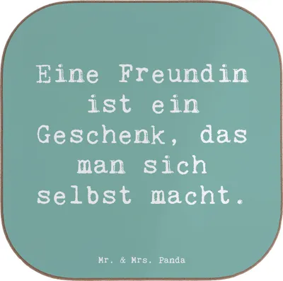 Produktbild von Mr. & Mrs. Panda Holzuntersetzer Spruch Geschenk Freundin - Meeresbrise - wertvoll, Untersetzer für Gläser, Danke sagen, Freude, Leben, Bedanken, Geschenkidee, Tasse