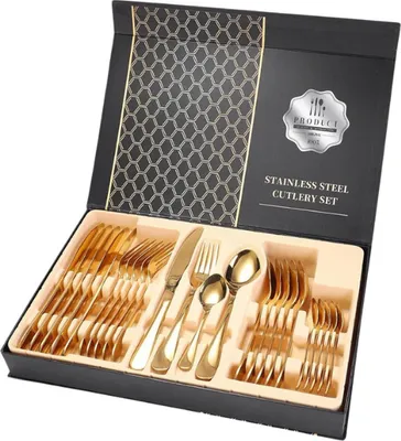 Produktbild von Elegantes Goldenes Besteckset für 6 Personen – 24 Teile aus Edelstahl für Stilvolles Essen