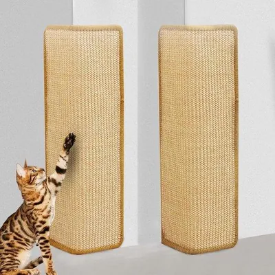 Produktbild von Sisal-Krabmat für Katzen - Wandkrabmat - Sisal-Mat für Türen - für Banken, Möbel und Türen geeignet - kratzfest - Wandmontage - 60 x 30 cm - 2er-Pack