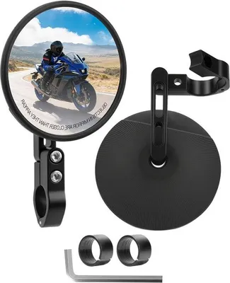 Productafbeelding van Motorfiets Spiegels - Stuur Spiegels - Veilig Rijden - Set van 2 - 2 stuks - Zwart