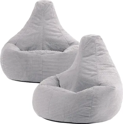 Zdjęcie produktu dla zestaw 2 worków z fasolą Icon Bean Bag Dalton, szary, sznurek, duży, worki z fasolą do salonu, sypialni, fotel z workiem z fasolą dla dorosłych - wyprodukowano w Niemczech