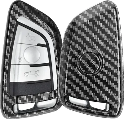 Produktbild von kwmobile Autoschlüssel Hülle kompatibel mit BMW 3-Tasten Smart Key Autoschlüssel - Hardcover Schutzhülle Schlüsselhülle Cover Carbon Schwarz