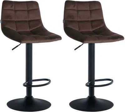 Produktbild von CLP 2er Set Barhocker Jerry Samt höhenverstellbar und 360 drehbar braun Gestell Farbe schwarz