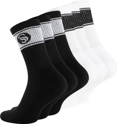 Produktbild von Stark Soul® 6 Paar Sportsocken im RETRO Design - Frotteesohle 39-42 Schwarz / Weiss