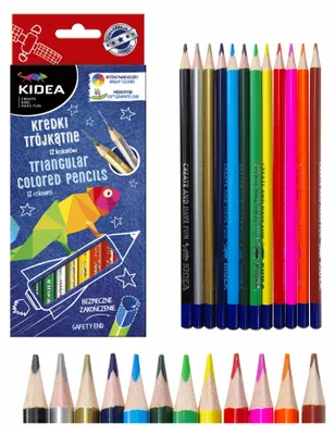 Produktbild von Derform Dreieckige Buntstifte Kidea, 12 Farben