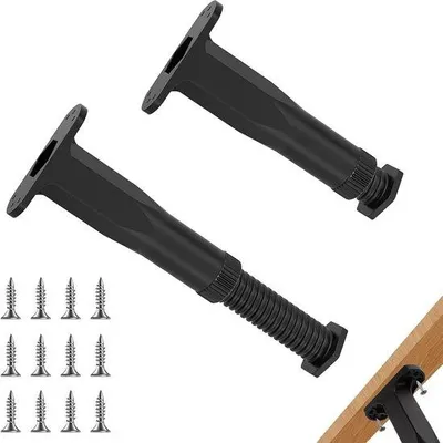 Produktbild von Famanu Möbelbeine Set von 2 – Verstellbare Kunststofffüße mit 12 Schrauben, schwarze Stützfüße