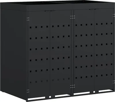 Image de vidaXL Poubelle de chariot pour 2 récipients noir 136 x 77,5 x 121,5 cm
