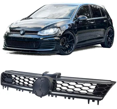Kühlergrill Waben Schwarz mit Chrom Leiste für VW Golf 7 VII 2012-2020 auch GTD – Produktansicht