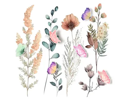 Produktbild von Wandtattoo Watercolor Flowers 30 x 30 cm