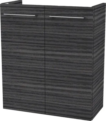 Produktbild von Fackelmann B.PERFEKT Waschbeckenunterschrank schmal Unterschrank für Waschtisch im Gäste-WC (52 cm x 60 cm x 24 cm) 2 Türen SBC Badezimmerschrank hängend in Anthrazit/Schwarz Holzoptik