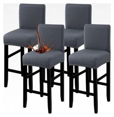 Produktbild von Wasserdichte Stuhlhussen für Barhocker, Stretch-Jacquard-Bezüge, abnehmbar und waschbar