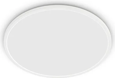 A white, oval-shaped ceiling light fixture is shown from a slightly elevated angle against a white background.