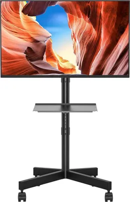 Produktbild von Mobiler TV-Ständer auf Rollen für 23-55 Zoll Fernseher - Höhenverstellbar mit Laptopablage