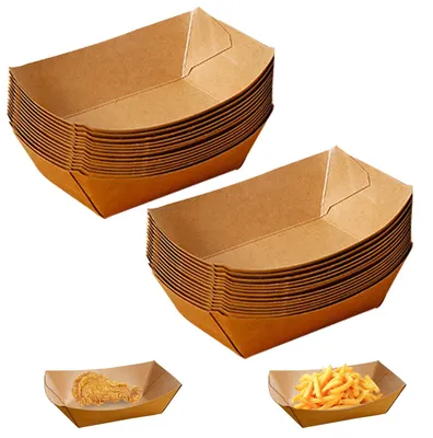 Produktbild von Wegwerfservierboot aus Kraftpapier, 100 Stück, 12,5 x 8,3 x 3,6 cm, für Snacks