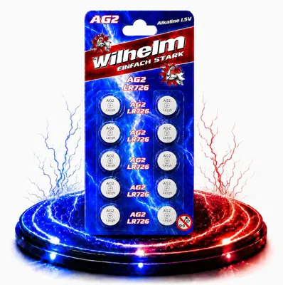 Produktbild von 10 AG2 Wilhelm Cell Knopfzellen Knopfbatterien Uhrenbatterien LR726 LR59 196 396 1,5V