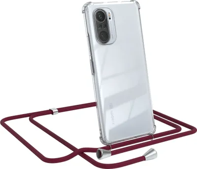 Produktbild von EAZY CASE Handykette kompatibel mit Xiaomi Mi 11i, Handyhülle mit Umhängeband, Handykordel, Schutzhülle Clear, Band in Rot