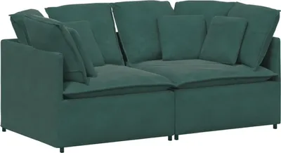Zdjęcie produktu dla Sofa modułowa z poduszkami aksamitna ciemnozielona
