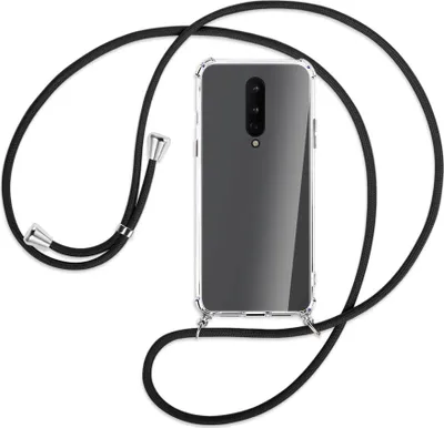 Produktbild von Handykette Backcover-Schutzhülle mit Band (Metall silberfarben) für OnePlus 8 - schwarz