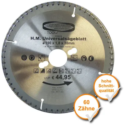 Produktbild von Multi Sägeblatt 190 x 30,0mm 60 Zähne 82190 Kreissägeblatt