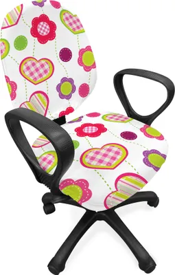 Produktbild von ABAKUHAUS Retro Bürostuhl Schonbezug, Patchwork-Blumen-Herz, dekorative Schutzhülle aus Stretchgewebe, Mehrfarbig