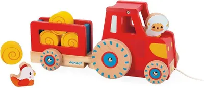 Image de Janod Farm - Tracteur à tirer en bois avec animaux