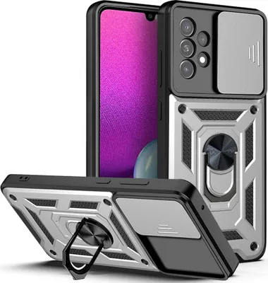 Produktbild von Galaxy A53 5G Hülle mit Ring Ständer Halter Dia Kameraschutz TPU PC Schutzhülle für Samsung Galaxy A53 5G Silber