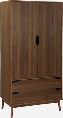 Produktbild von sweeek - Kleiderschrank im Vintage-Stil mit Holzdekor, 2 Türen - Nussbaumfarben