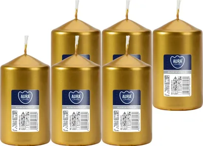 Zdjęcie produktu dla Świeca walec BISPOL Aura 30H 10CM SW60/100 ZŁOTY METALIK 6szt.