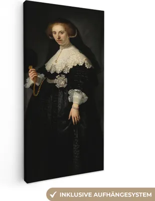 Produktbild von MuchoWow® - Leinwandbilder - Das Eheporträt von Oopjen Coppit - Rembrandt van Rijn, Wandbild, Wanddeko Bilder Wohnzimmer, 20x40cm