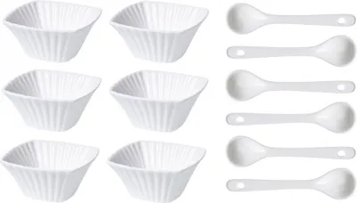 Image de Set de bols en porcelaine avec cuillère 12 pcs carré KO-798000050ctve